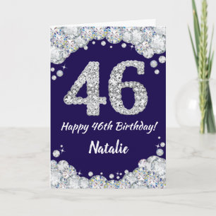 Happy 46. Geburtstag Navy Blue und Silver Glitzer Karte