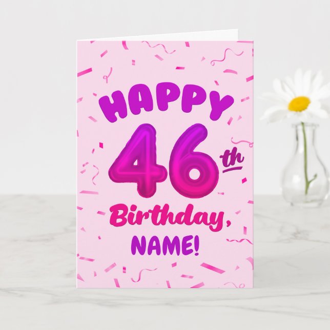 Happy 46th Birthday Card with Custom Name Karte (Kleine Pflanze)