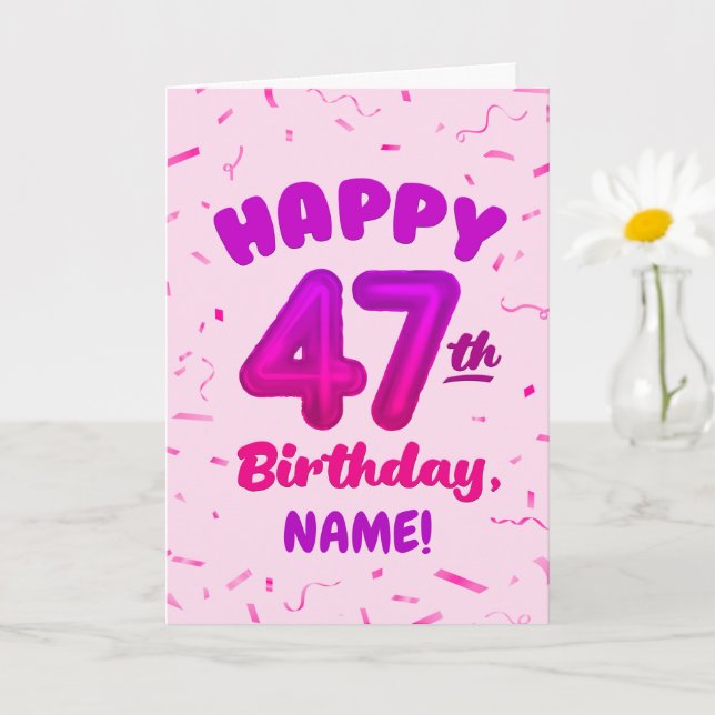 Happy 47th Birthday Card with Custom Name Karte (Kleine Pflanze)