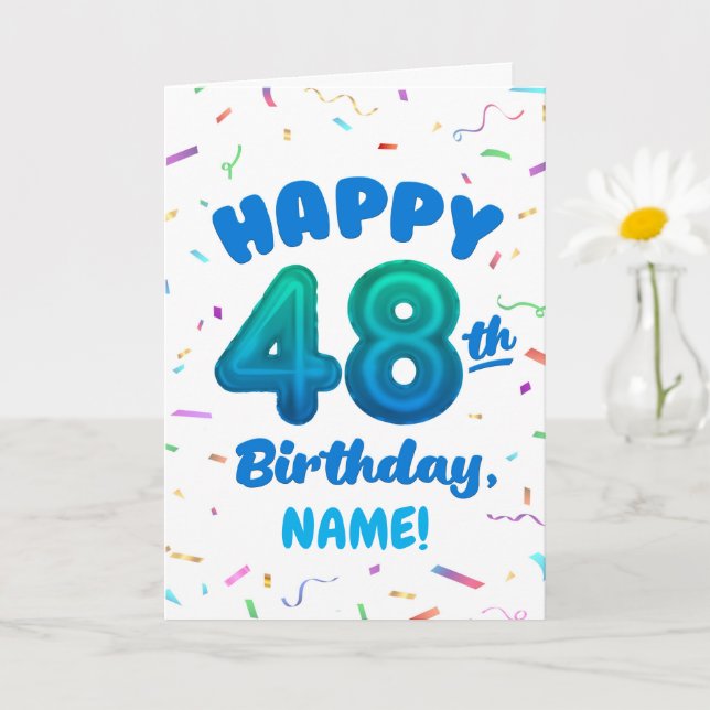 Happy 48th Birthday Card with Custom Name Karte (Kleine Pflanze)