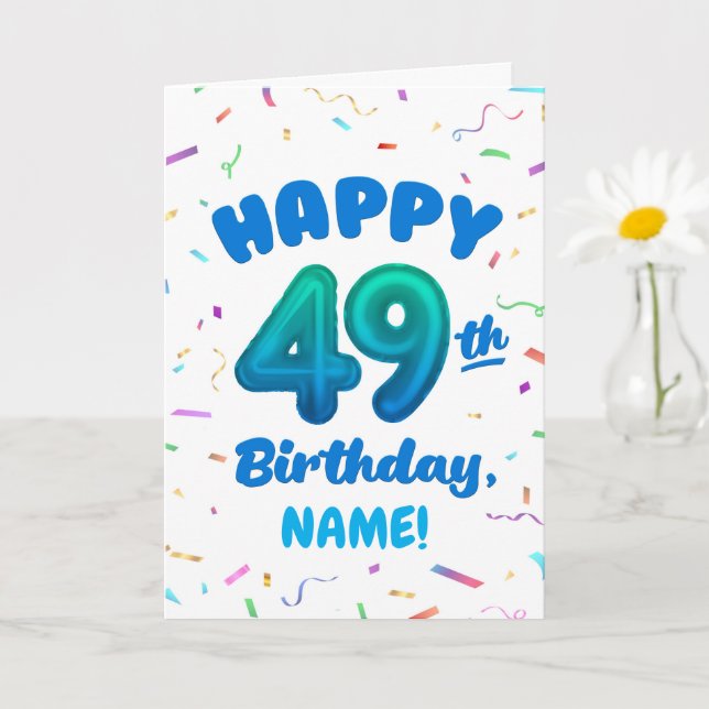 Happy 49th Birthday Card with Custom Name Karte (Kleine Pflanze)