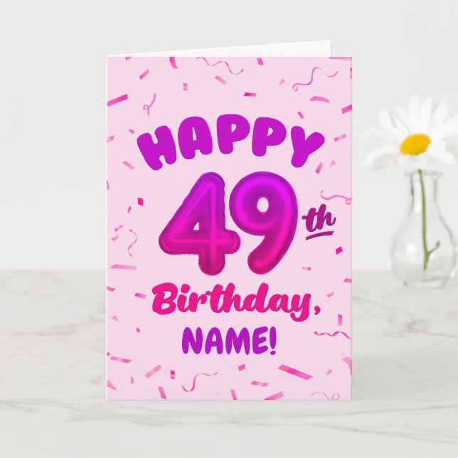 Happy 49th Birthday Card with Custom Name Karte (Kleine Pflanze)