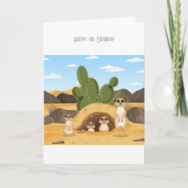 Happy 4. Geburtstagskarte Feiertagskarte (Vorderseite)