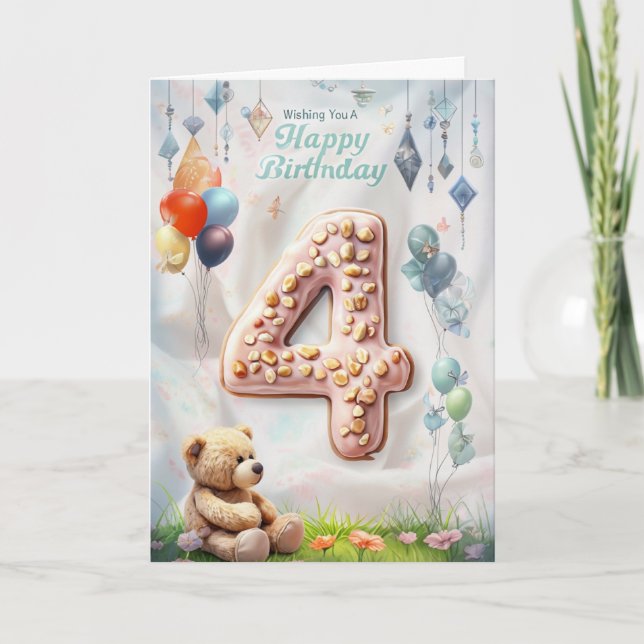 Happy 4. Geburtstagskarte Karte (Vorderseite)