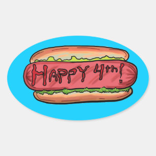 Happy 4. Hotdog Aufkleber