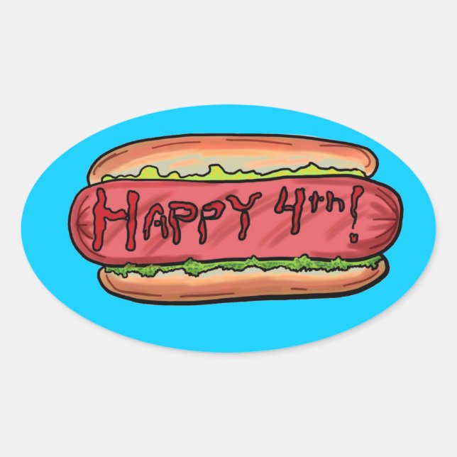 Happy 4. Hotdog Aufkleber (Vorderseite)
