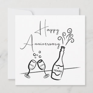 Happy 4. Jubiläum Champagne Celebration Card Karte