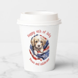 Happy 4. Juli American Flag Niedliche Welpe Pappbecher