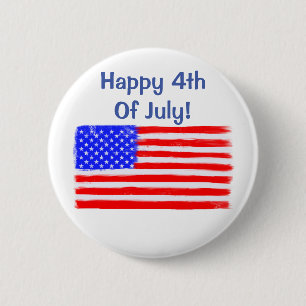 "Happy 4. Juli" - Amerikanische Flaggenschaltfläc Button
