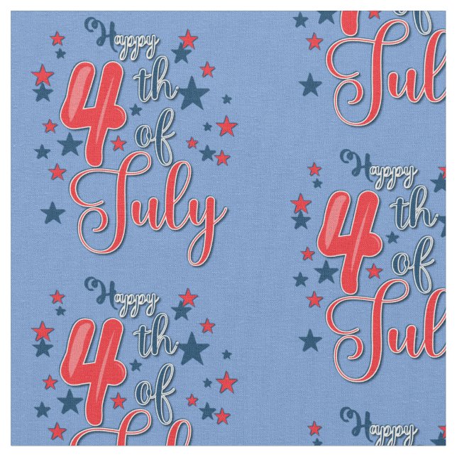 Happy 4. Juli Red White Blue Stoff (Nahaufnahme)