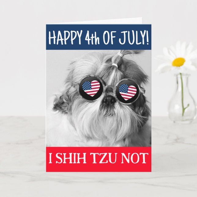 Happy 4. Juli shih tzu nicht Hund USA Flagge Gruß Karte (Kleine Pflanze)