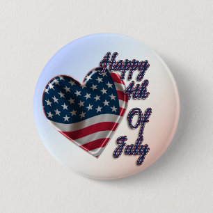 Happy 4. Juli USA Flag Herz Button