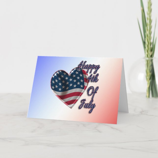 Happy 4. Juli USA Flag Herz Karte (Vorderseite)