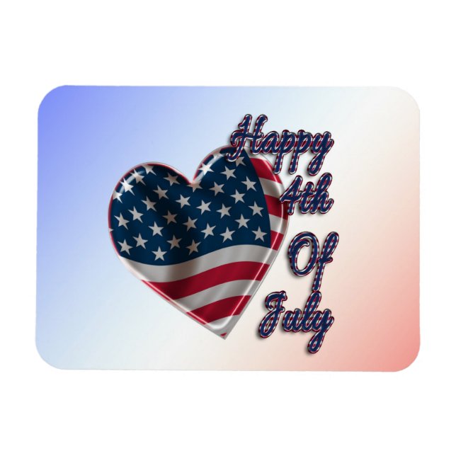 Happy 4. Juli USA Flag Herz Magnet (Horizontal)