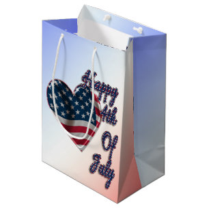 Happy 4. Juli USA Flag Herz Mittlere Geschenktüte