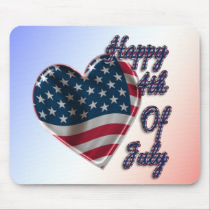 Happy 4. Juli USA Flag Herz Mousepad
