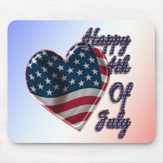 Happy 4. Juli USA Flag Herz Mousepad (Vorne)