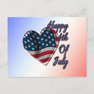 Happy 4. Juli USA Flag Herz Postkarte