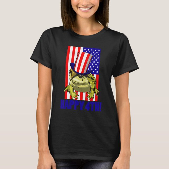 Happy 4Th American Flag Frog  Women Frog Love 2 T-Shirt (Vorderseite)
