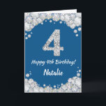 Happy 4th Birthday Blue and Silver Glitzer Card Karte<br><div class="desc">Happy 4. Geburtstag Blue and Silver Glitzer Card mit personalisiertem Namen. Für weitere Anpassungen klicken Sie bitte auf die Schaltfläche "Anpassen" und verwenden Sie unser Designwerkzeug,  um diese Vorlage zu ändern.</div>