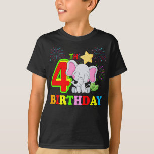 Happy 4th Birthday Boy Baby Elephant Kid - Four T-Shirt