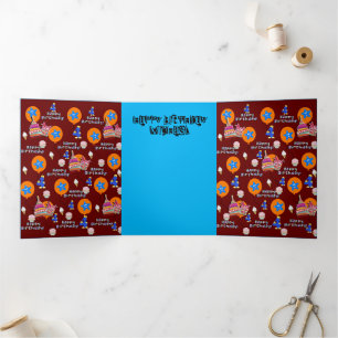 Happy 4th Birthday Card, #4 Geburtstagskarte Dark Dreifach Gefaltete Karte