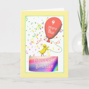 Happy 4th Birthday Chicken Karte