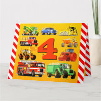 Happy 4th Birthday Construction Trucks