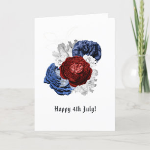 Happy 4th July Red, White and Blue Floral Photo Feiertagskarte