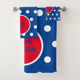 Happy 4th of July Bath Towels (Blue, White & Red) Badhandtuch Set