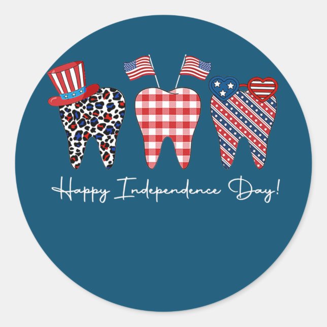 Happy 4th of july dental hygienist Patriotic Runder Aufkleber (Vorderseite)
