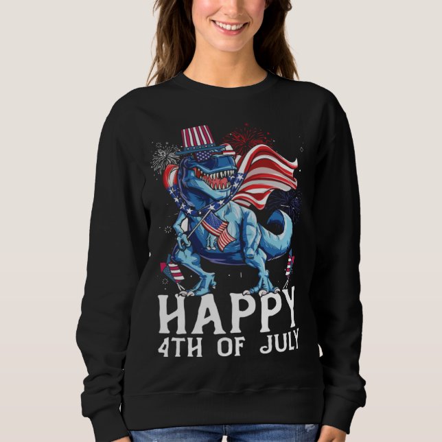 Happy 4th Of July T-Rex Dino Patriotic Cute 4th Of Sweatshirt (Vorderseite)