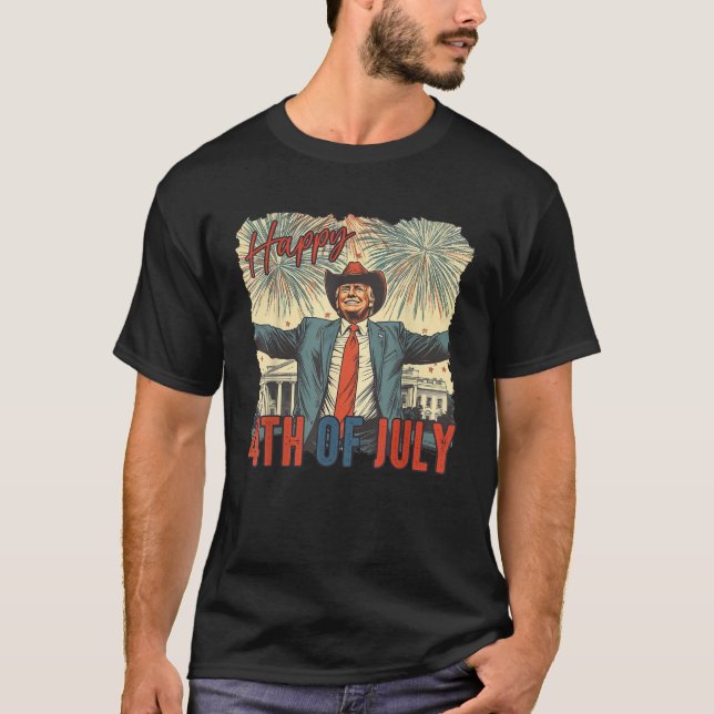 Happy 4th Of July Trump Independence Day  T-Shirt (Vorderseite)