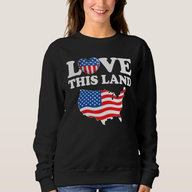 Happy 4th Of July US Flag Patriotic American Map Sweatshirt (Vorderseite)
