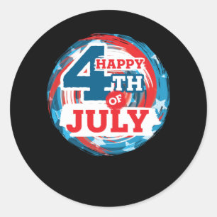 Happy 4th of July - USA flag Color Runder Aufkleber