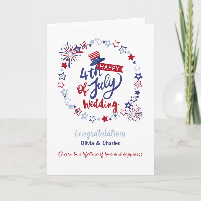 Happy 4th of July Wedding Congratulations Custom  Karte (Vorderseite)