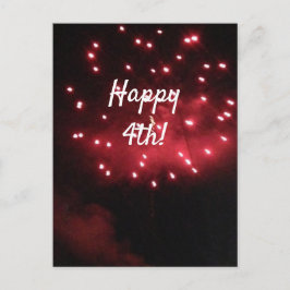 Happy 4th Red Fireworks Foto Holiday Postcards Feiertagspostkarte