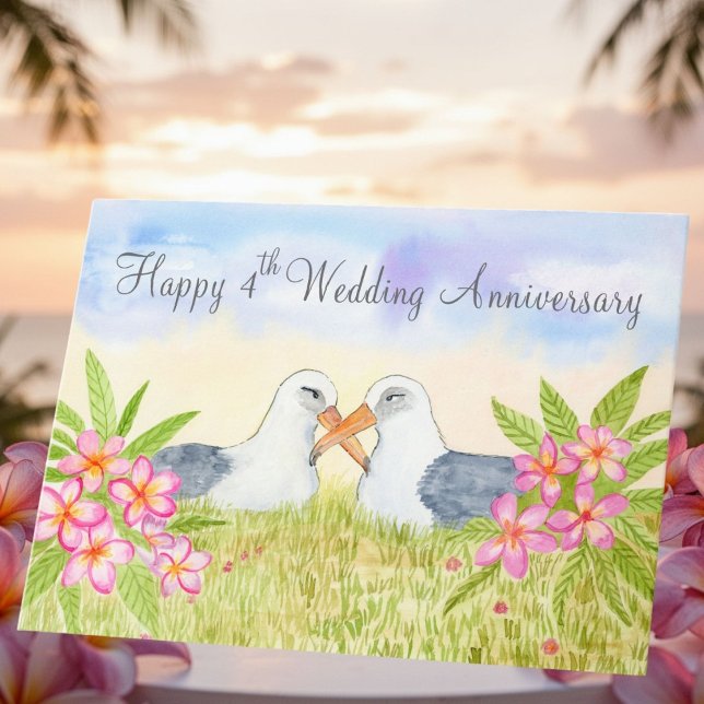 Happy 4th Wedding Anniversary Laysan Albatross Karte (Von Creator hochgeladen)