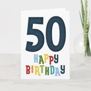 Happy 50. Geburtstag Bunte einzigartige Grußkarte Karte