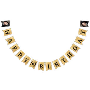 Happy 50. Geburtstag Foto Gold Girlande Flaggen