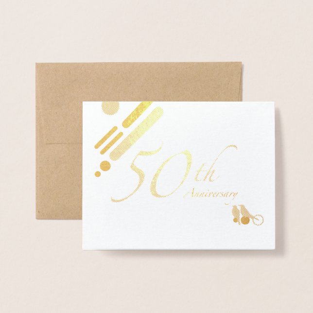 Happy 50. Golden Anniversary Mod Birds Folienkarte (Vorderseite mit Umschlag)