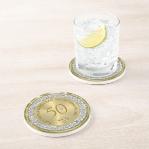 Happy 50. Hochzeitstag Diamanten und Gold Getränkeuntersetzer