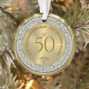 Happy 50. Hochzeitstag Diamanten und Gold Ornament