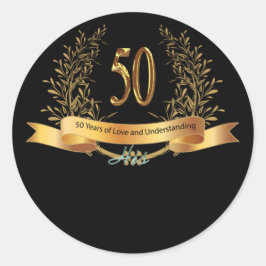 Happy 50. Hochzeitstag Grußkarren Runder Aufkleber