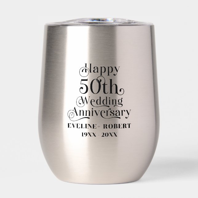 Happy 50. Hochzeitstag Schwarze Typografie (Vorderseite)