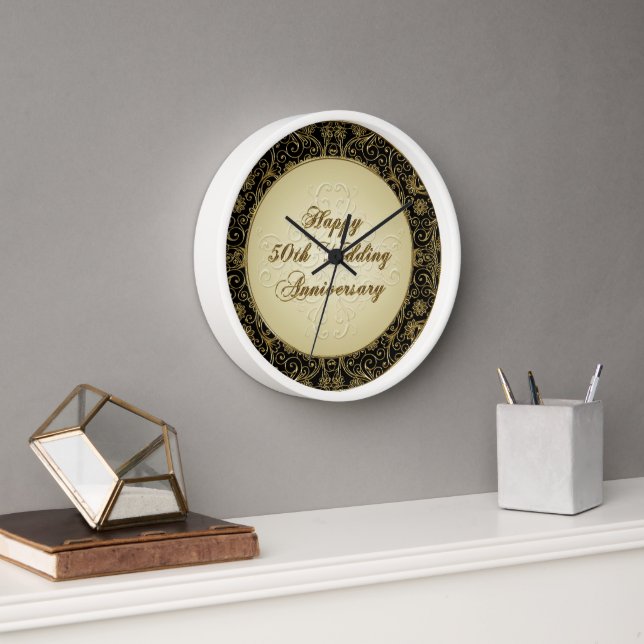 Happy 50. Hochzeitstag-Uhr Wanduhr (Büro)