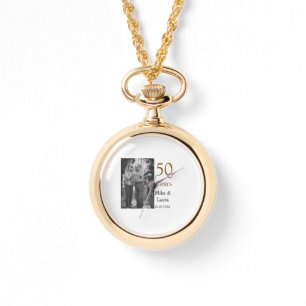 Happy 50. Jubiläum fügen Sie Pärchen Namen Datum H Armbanduhr