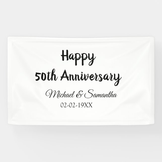 Happy 50. Jubiläum fügen Sie Pärchen Namen Datum H Banner (Horizontal)