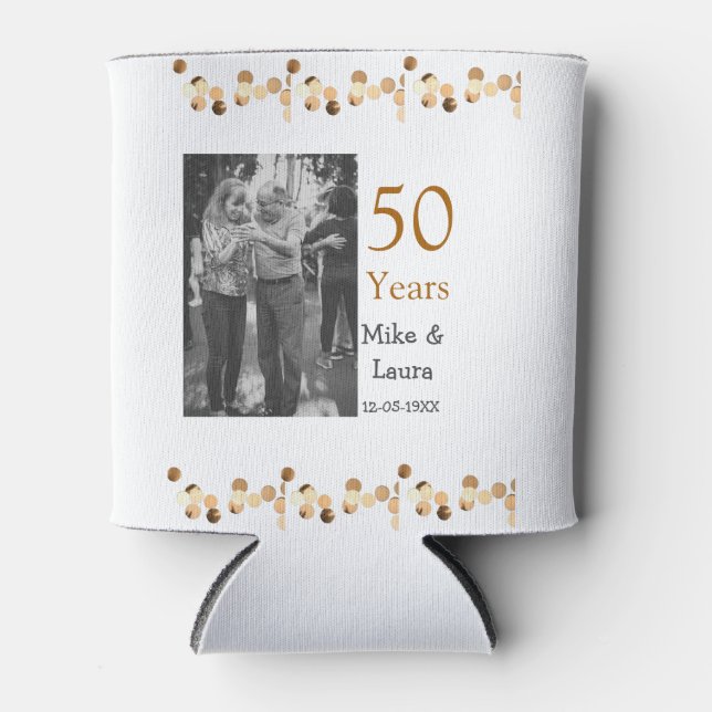 Happy 50. Jubiläum fügen Sie Pärchen Namen Datum H Dosenkühler (Vorderseite)