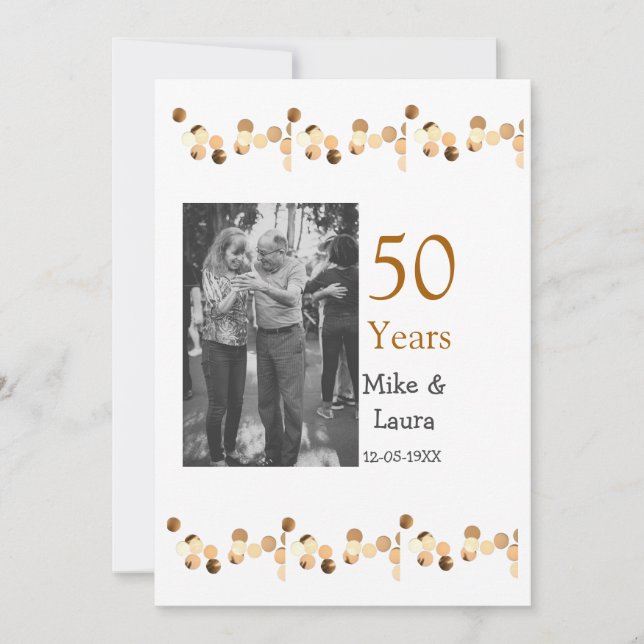 Happy 50. Jubiläum fügen Sie Pärchen Namen Datum H Einladung (Vorderseite)